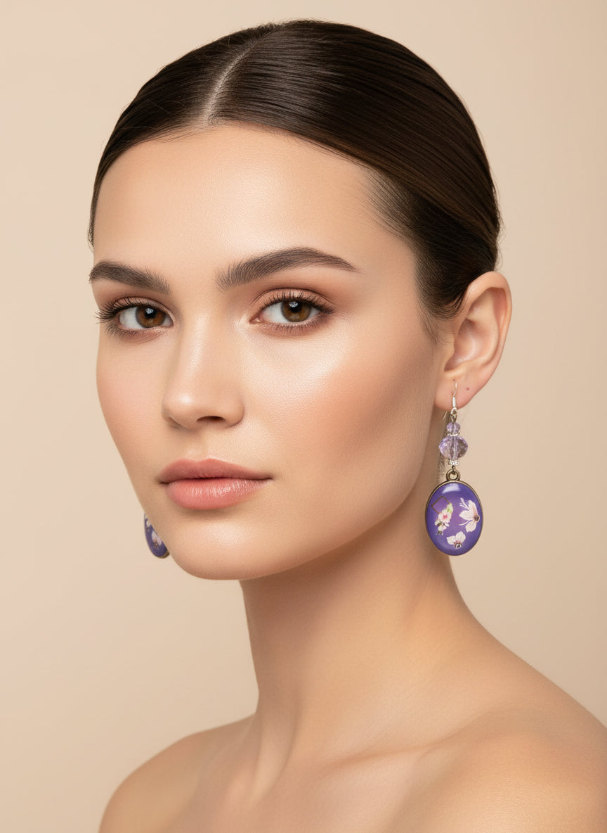 Flower Resincrete Earrings 2.5"