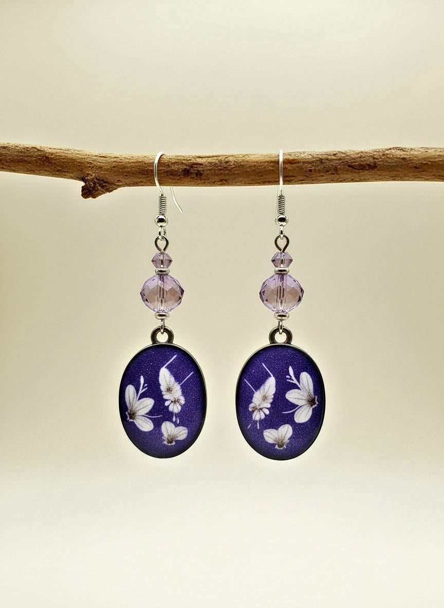 Flower Resincrete Earrings 2.5"