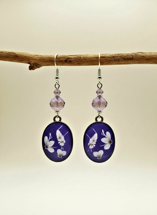 Flower Resincrete Earrings 2.5"