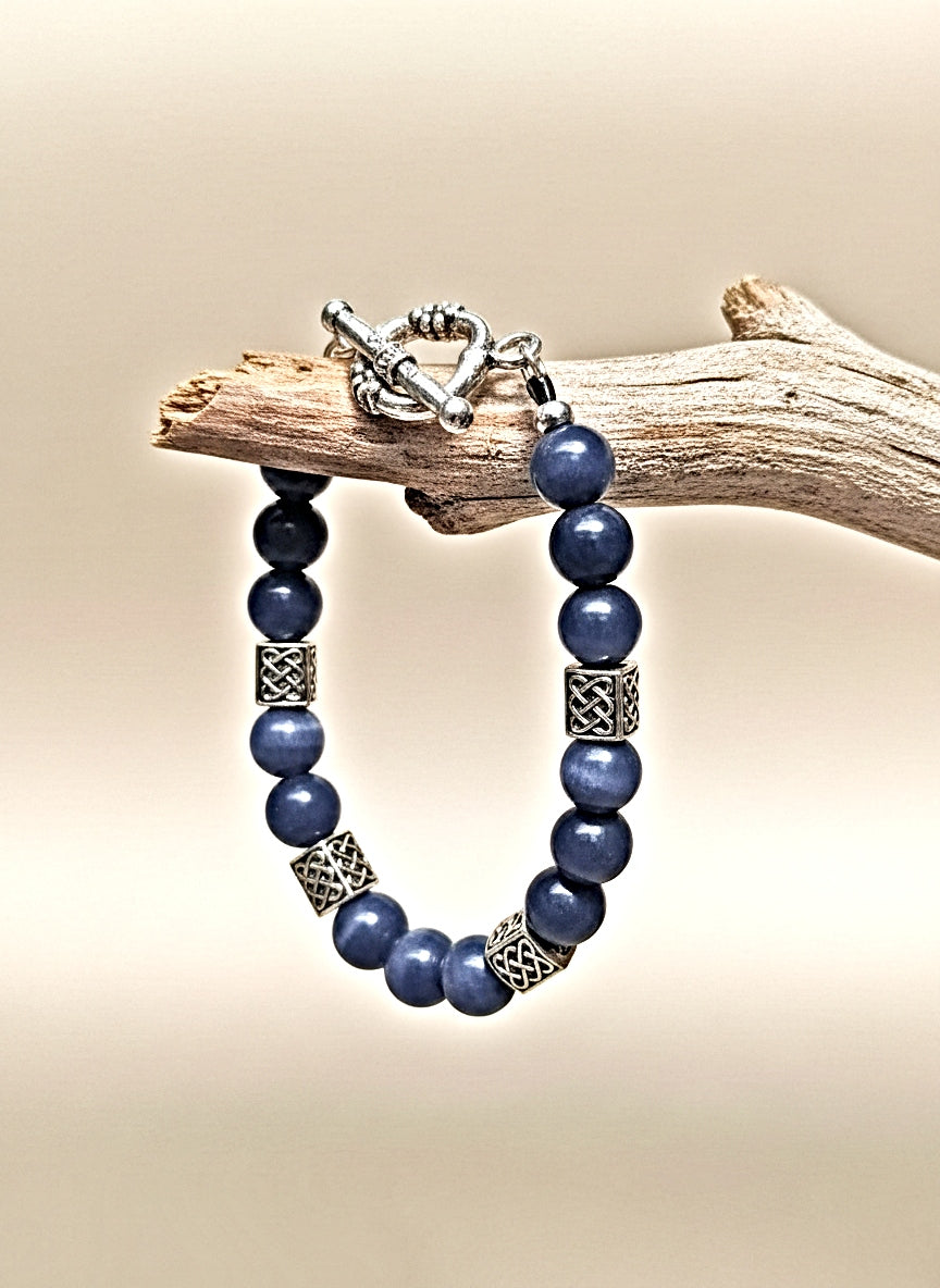 Purple cat eye Bracelet toggle heart women