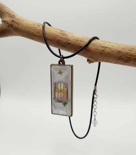 Resin leaf reversible design lobster clasp necklace 18"