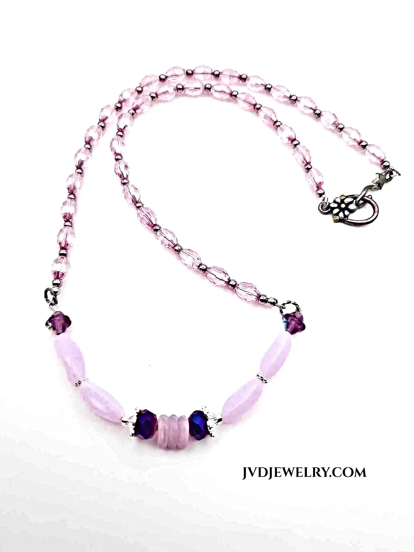 Glass Beaded Pink Necklace - Image #1