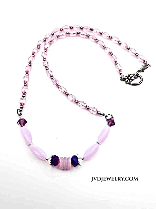 Glass Beaded Pink Necklace - Image #1