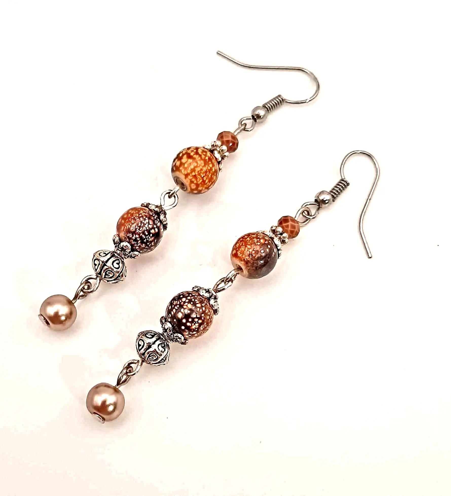 brown beaded earrings - Image #1