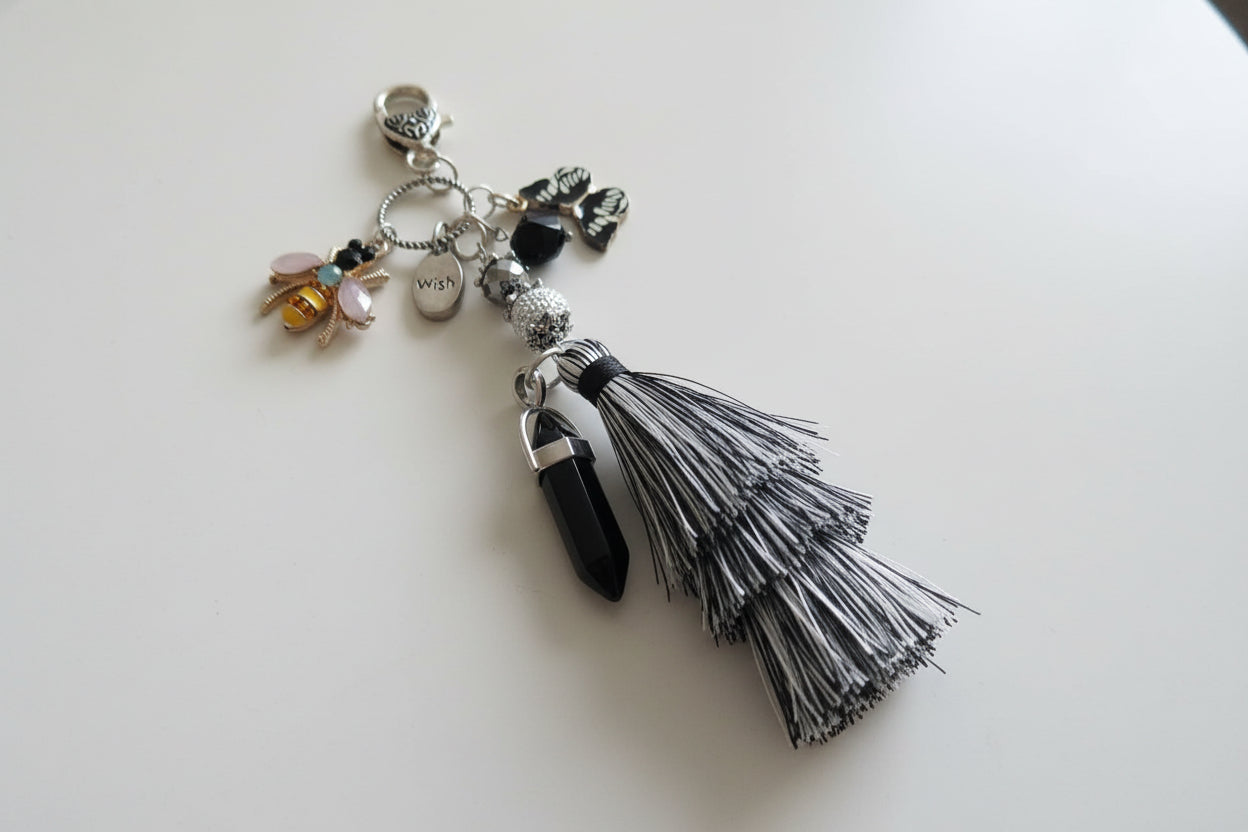 Purse Charm Tassel - Silver Plated Bag Charm Craft Supply bee