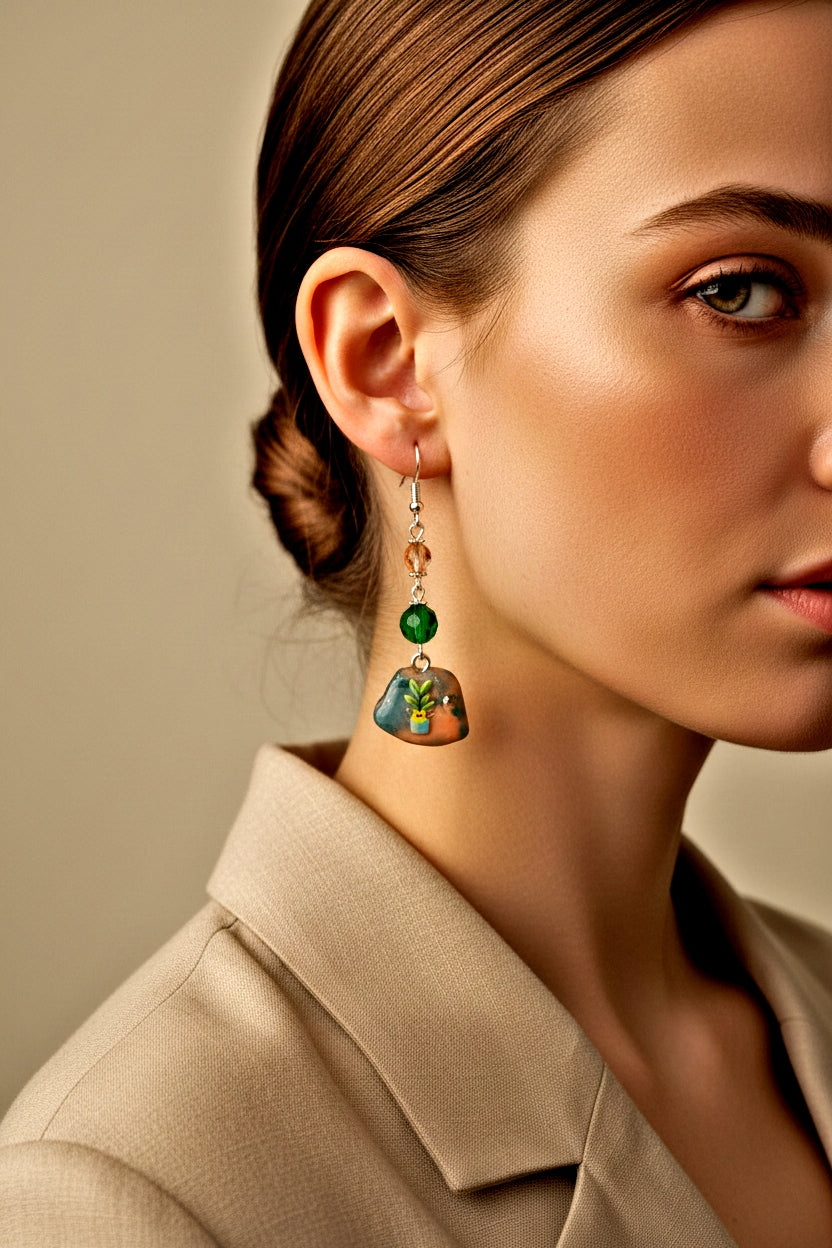 Pastel Easter Earrings - Handcrafted Clay Charm Glass Beads