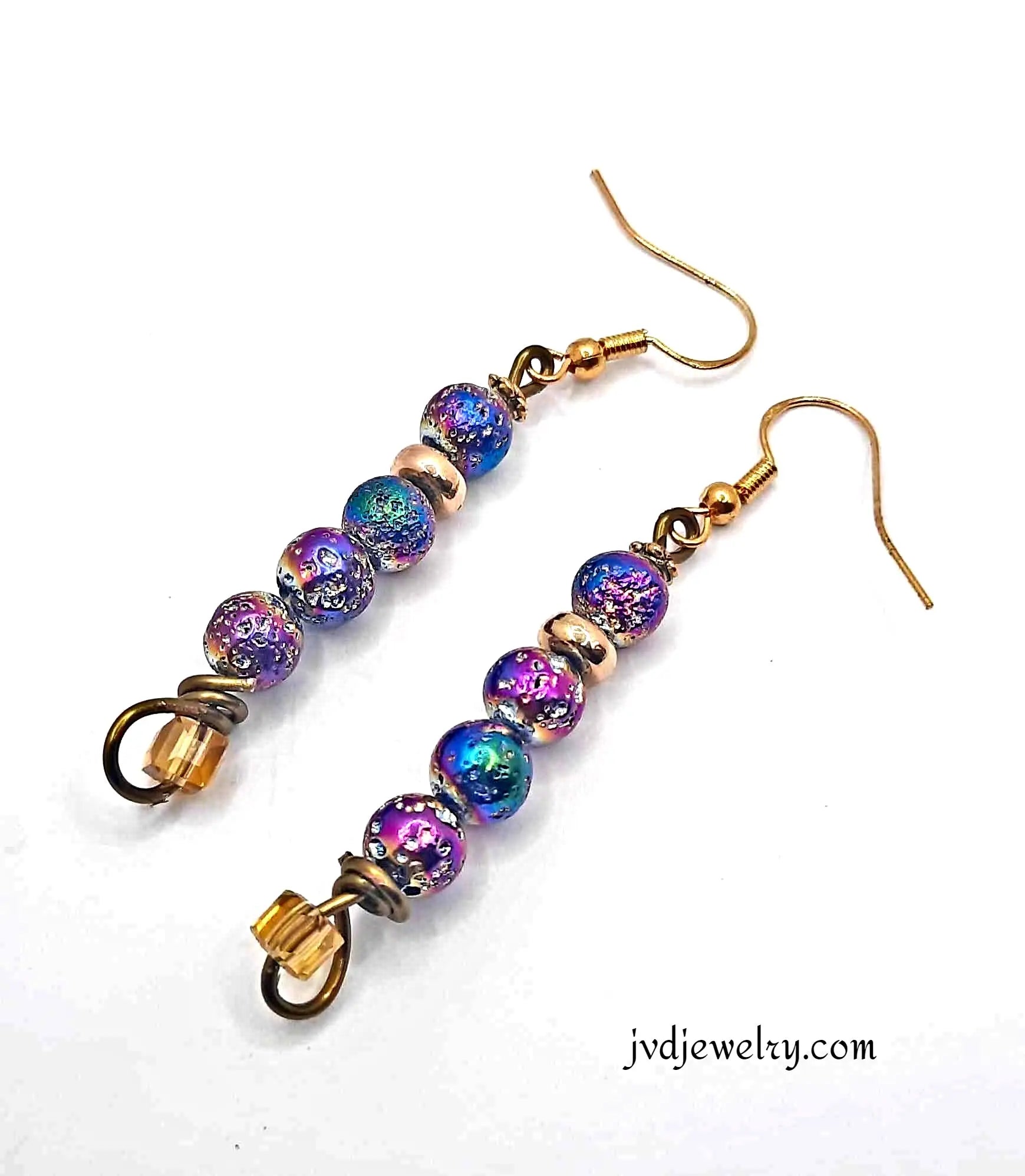 Vibrant Natural Volcanic Lava Beads Earrings - Image #1