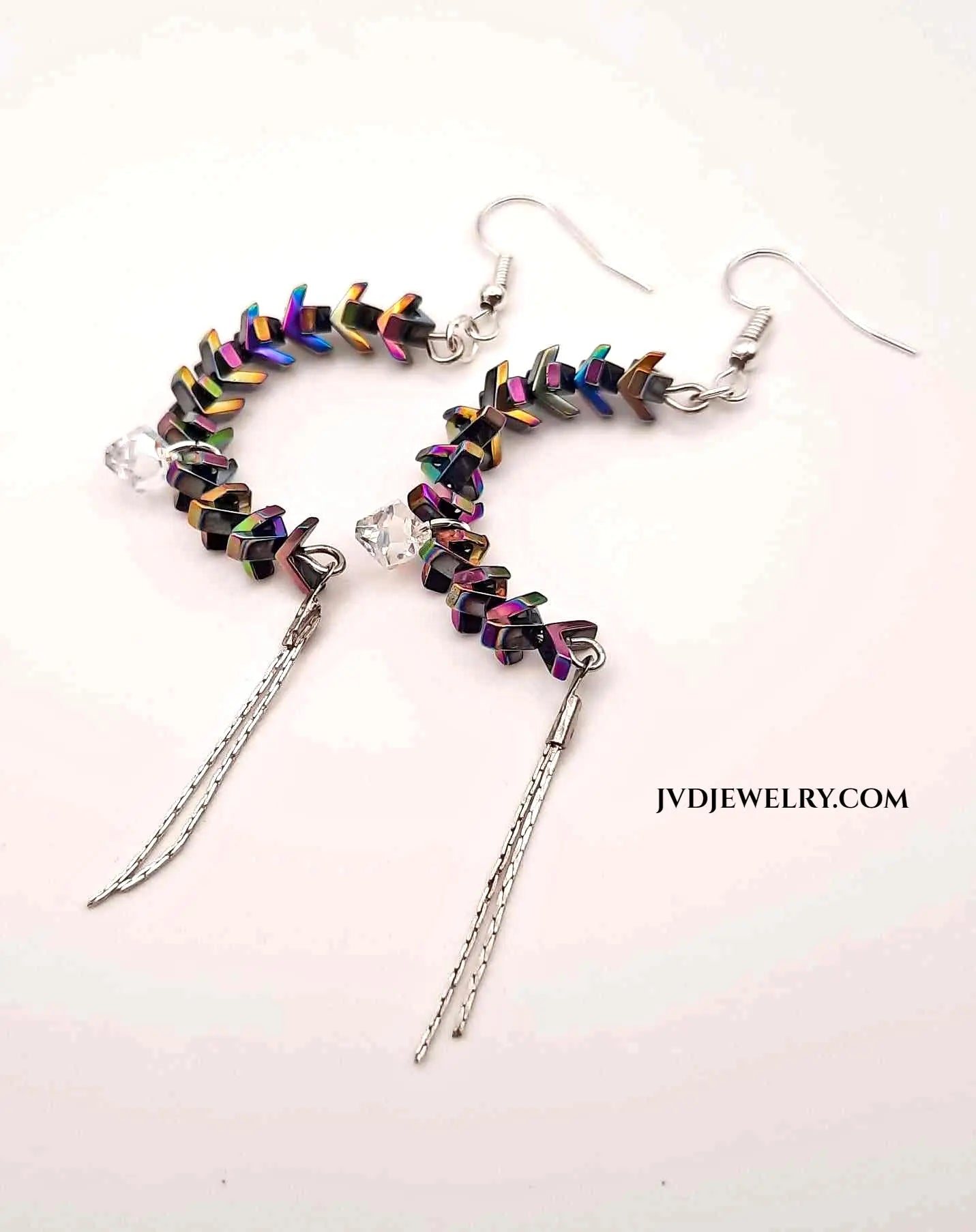 Rainbow color open hoop earrings - Image #1