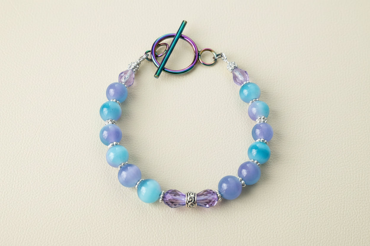 Cat Eye & Crystal Bracelet – Ion-Plated Toggle Clasp