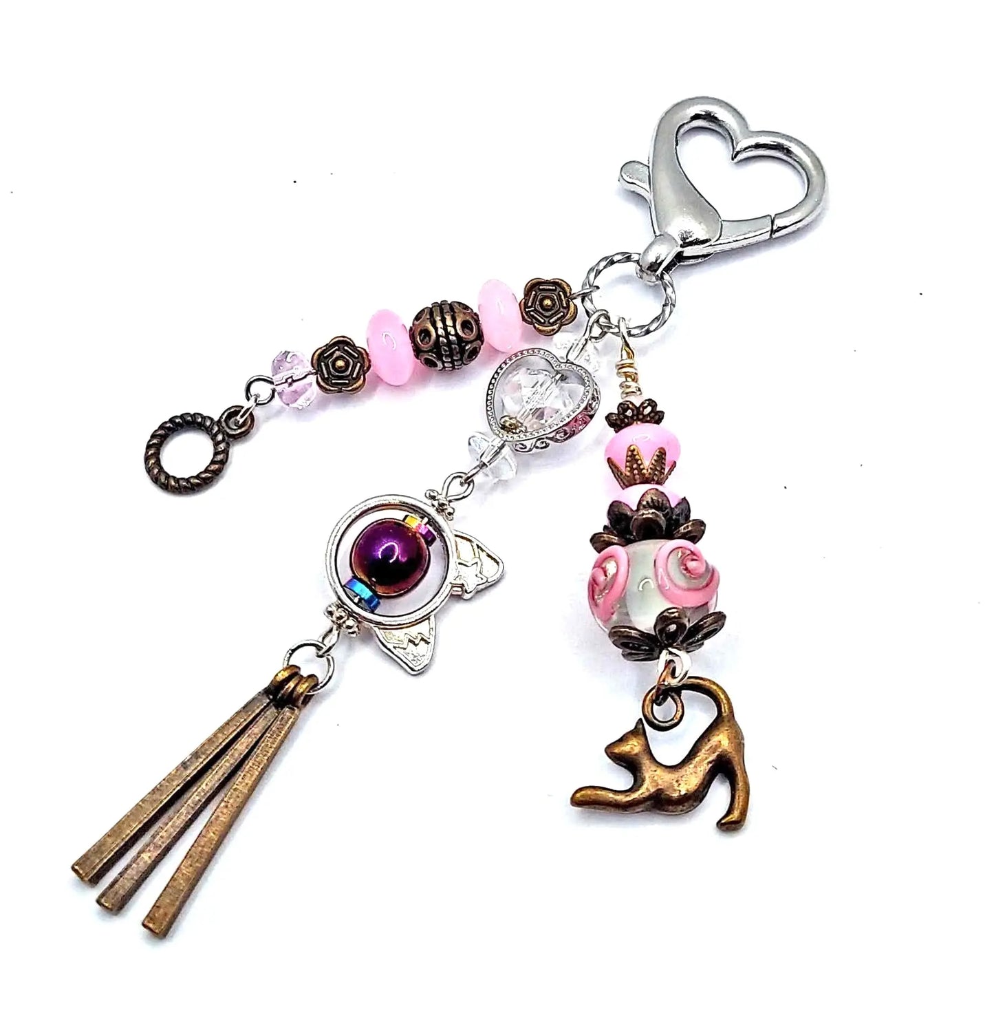 Purse key charm Accessories silver bronze pink 4inches