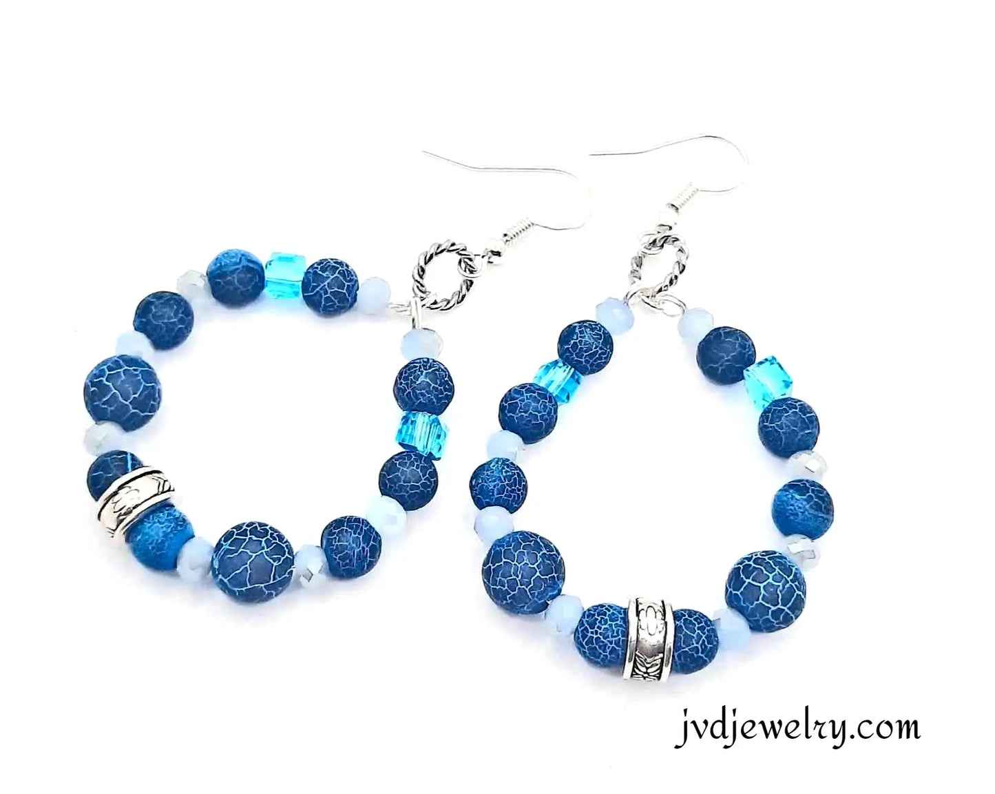 Exquisite Blue hoop Earrings 2.5-inches