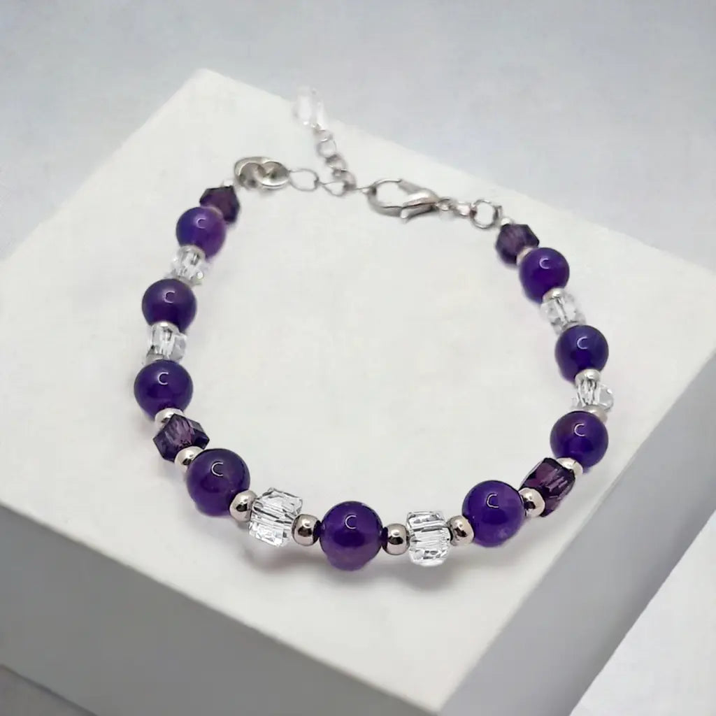 Purple Stone silver stone Bracelet - Image #5