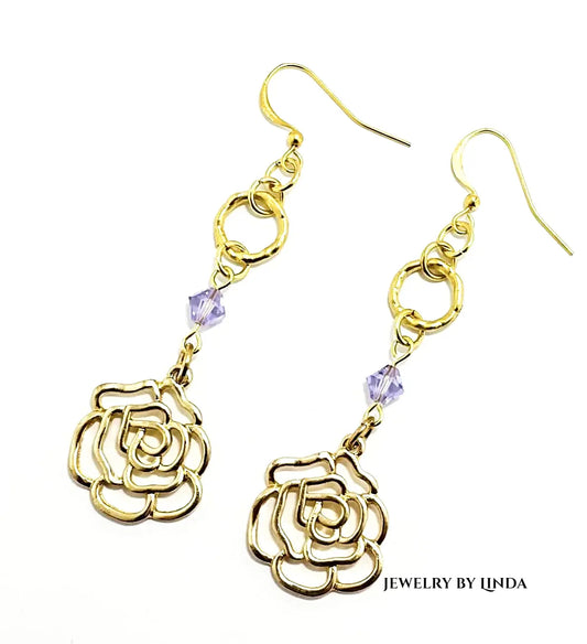 Gold Rose earrings - Image #1