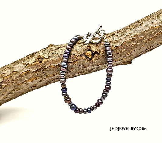 Colorful Pearl Bracelet - Silver Heart Toggle Clasp | Adjustable