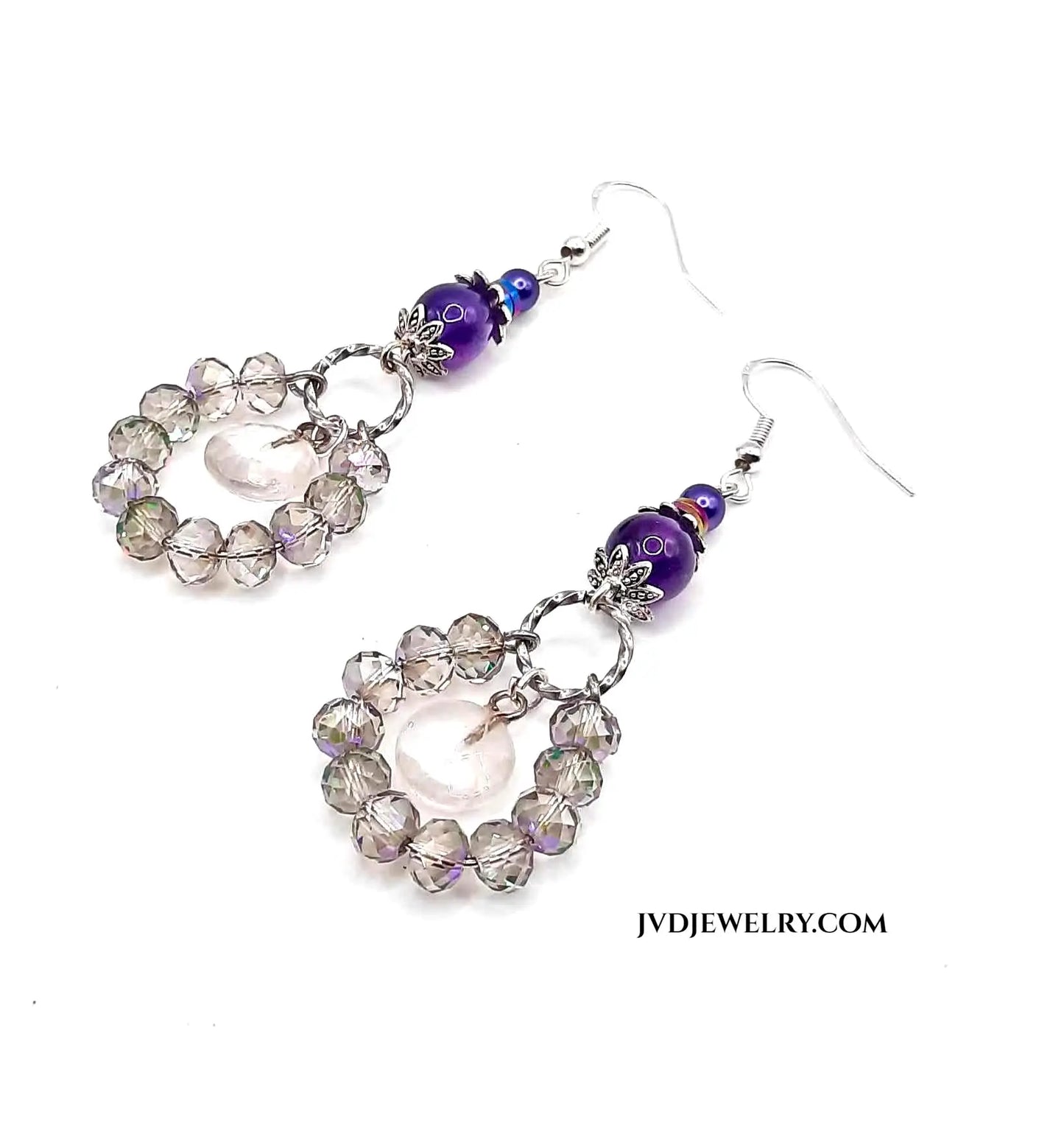 Iridescent crystal bead Earrings - Image #1