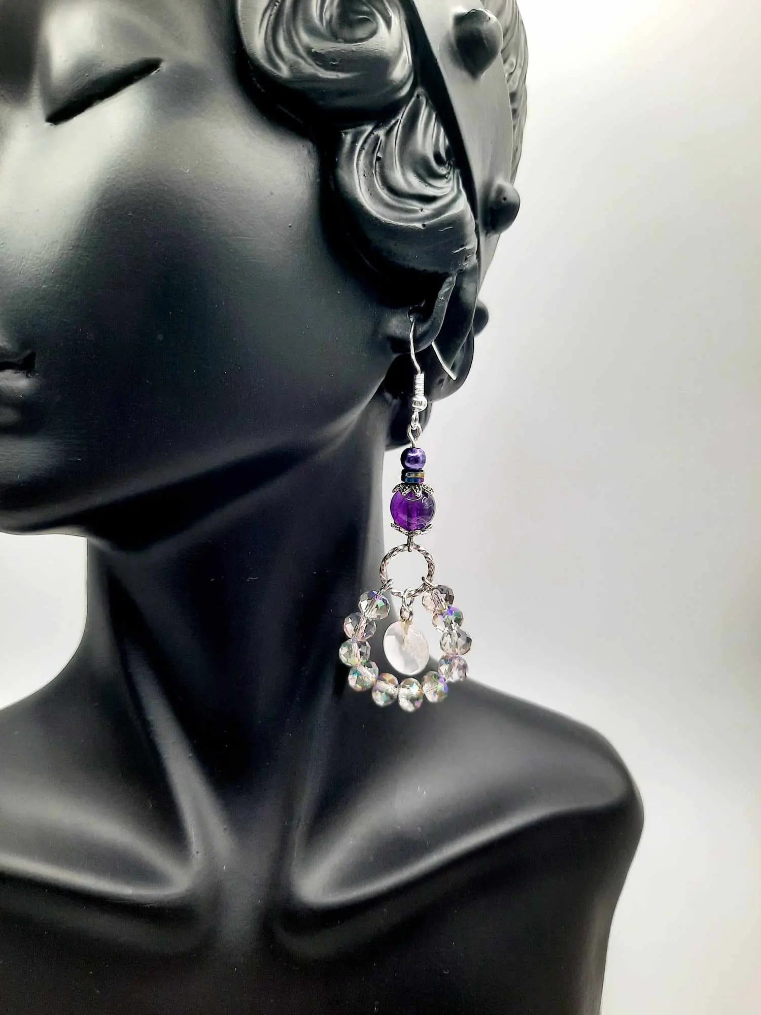 Iridescent crystal bead Earrings - Image #2