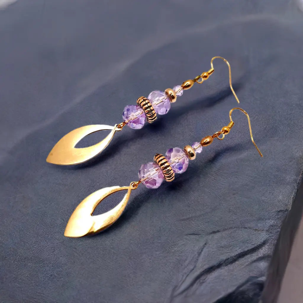 AB Faceted Lavender crystal gold plated Earrings - Image #5