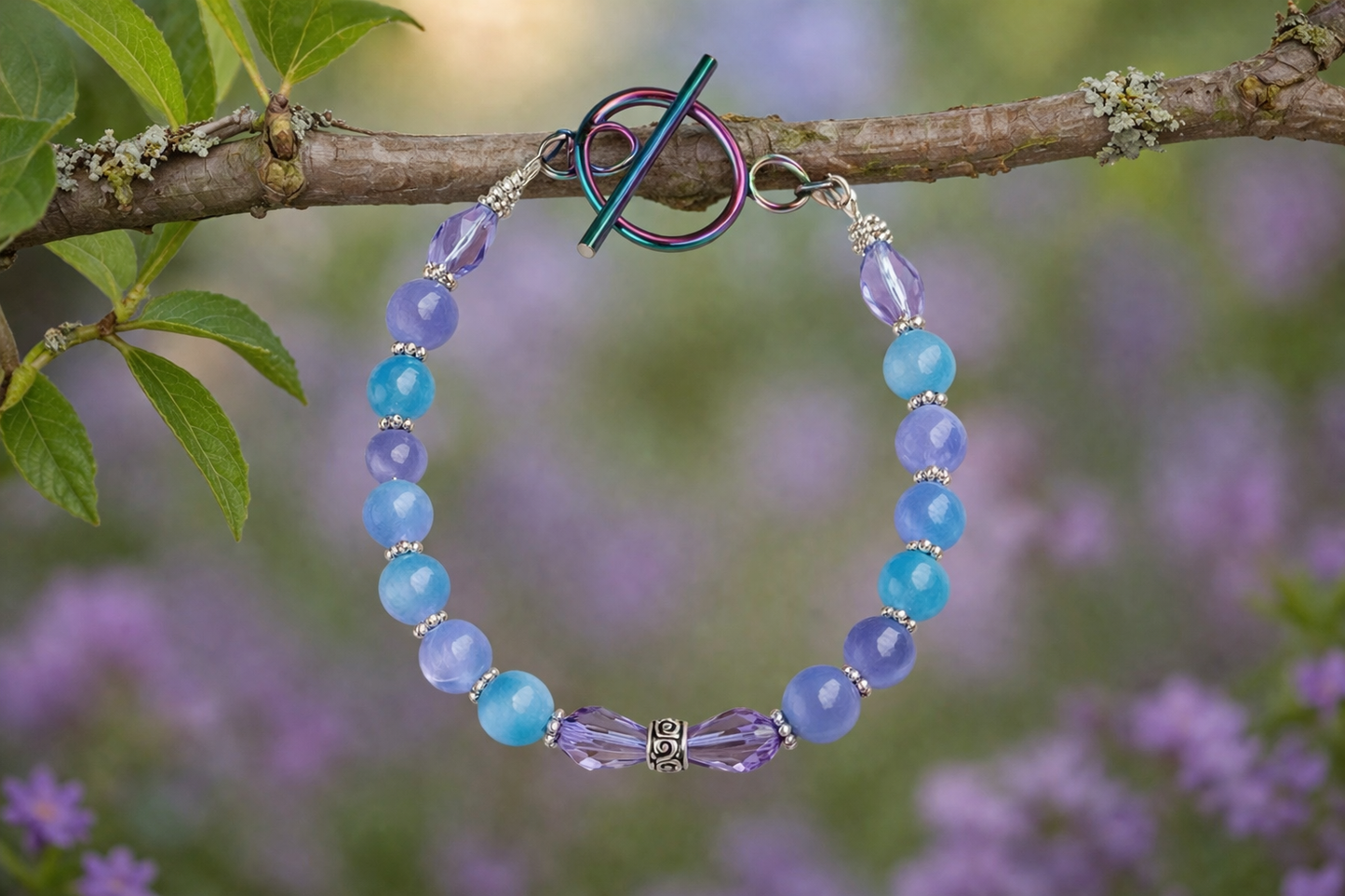 Cat Eye & Crystal Bracelet – Ion-Plated Toggle Clasp