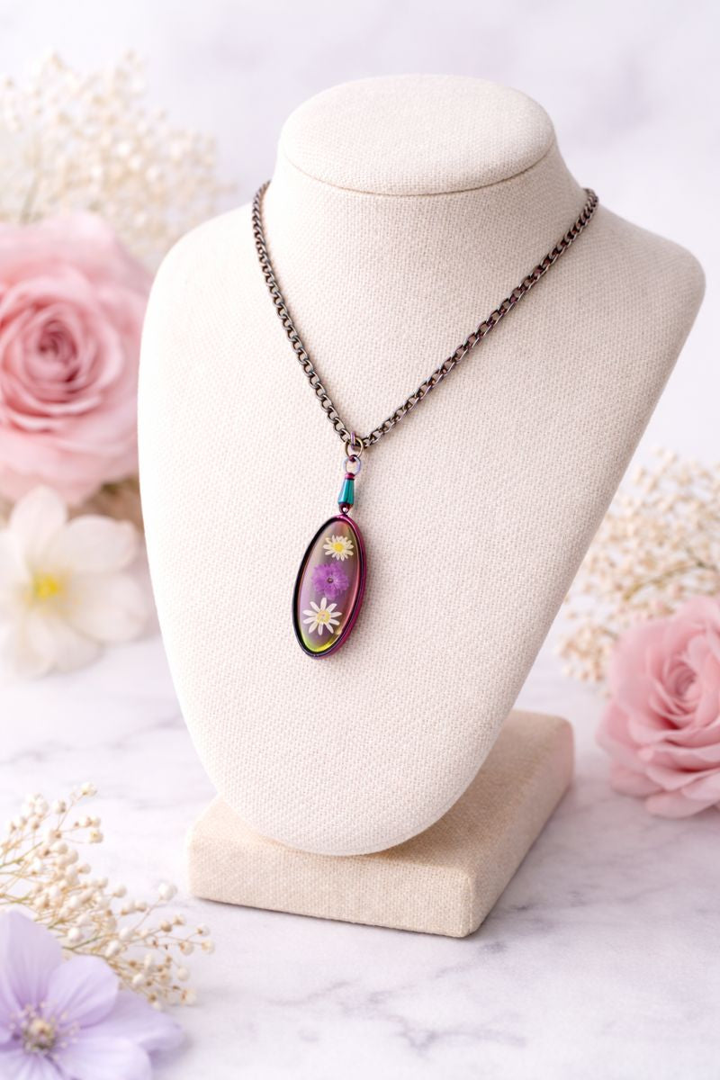 Iridescent purple rainbow resin Jewelry Set