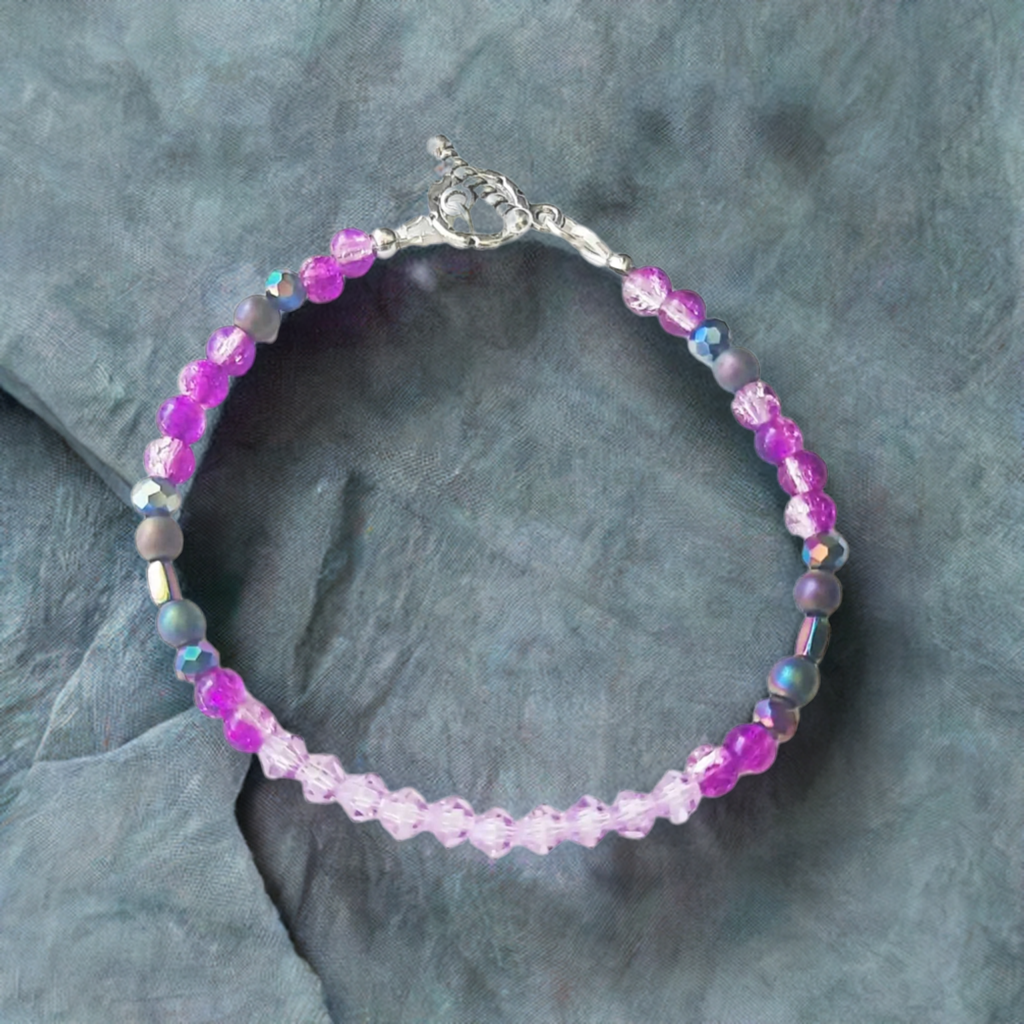 Delicate purple bracelet with crystals