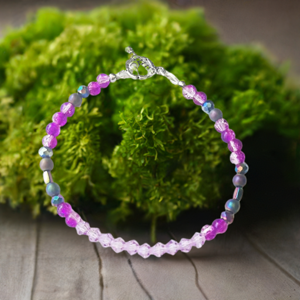 Delicate purple bracelet with crystals