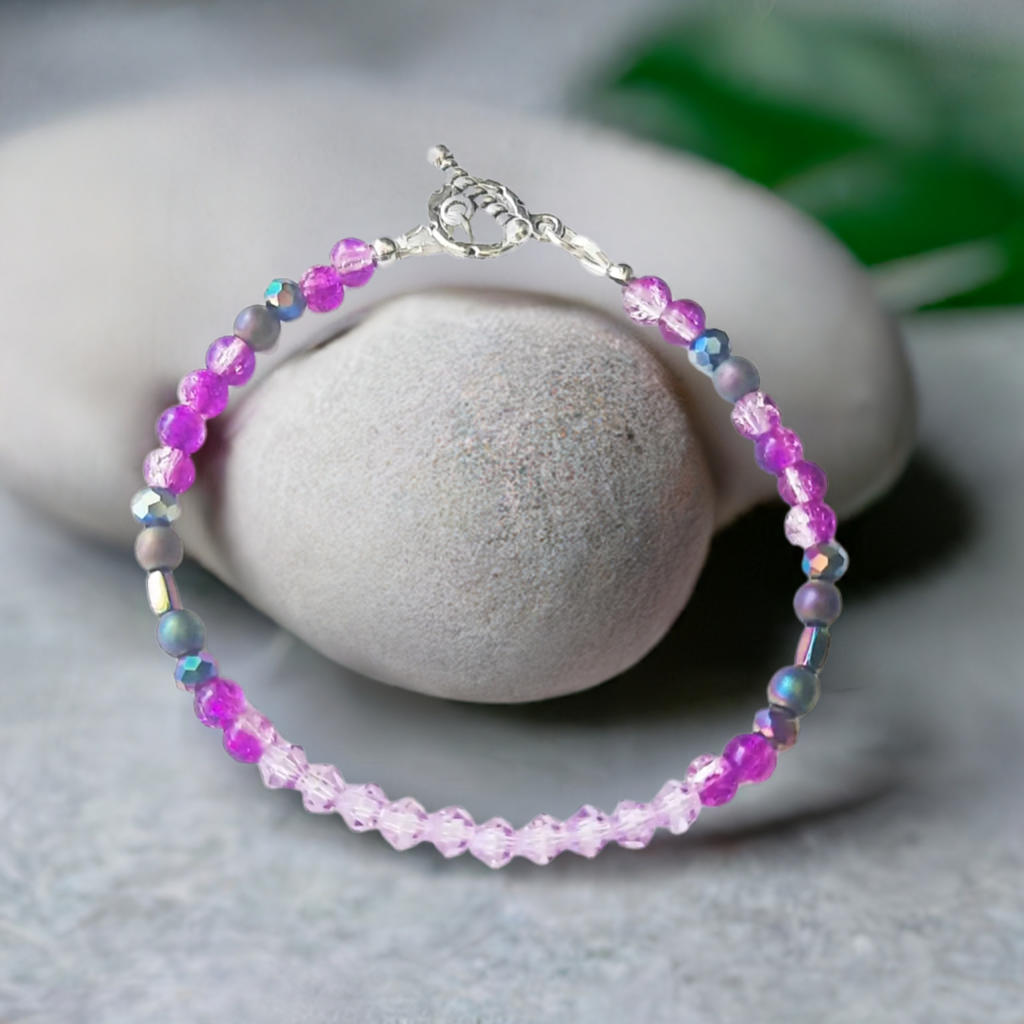 Delicate purple bracelet with crystals