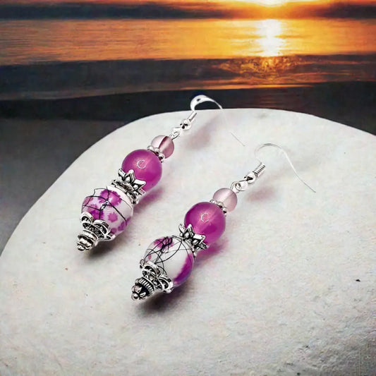 2.25 inches glass beaded earrings - Image #2