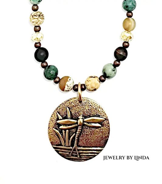 Dragonfly gemstone necklace - Image #3
