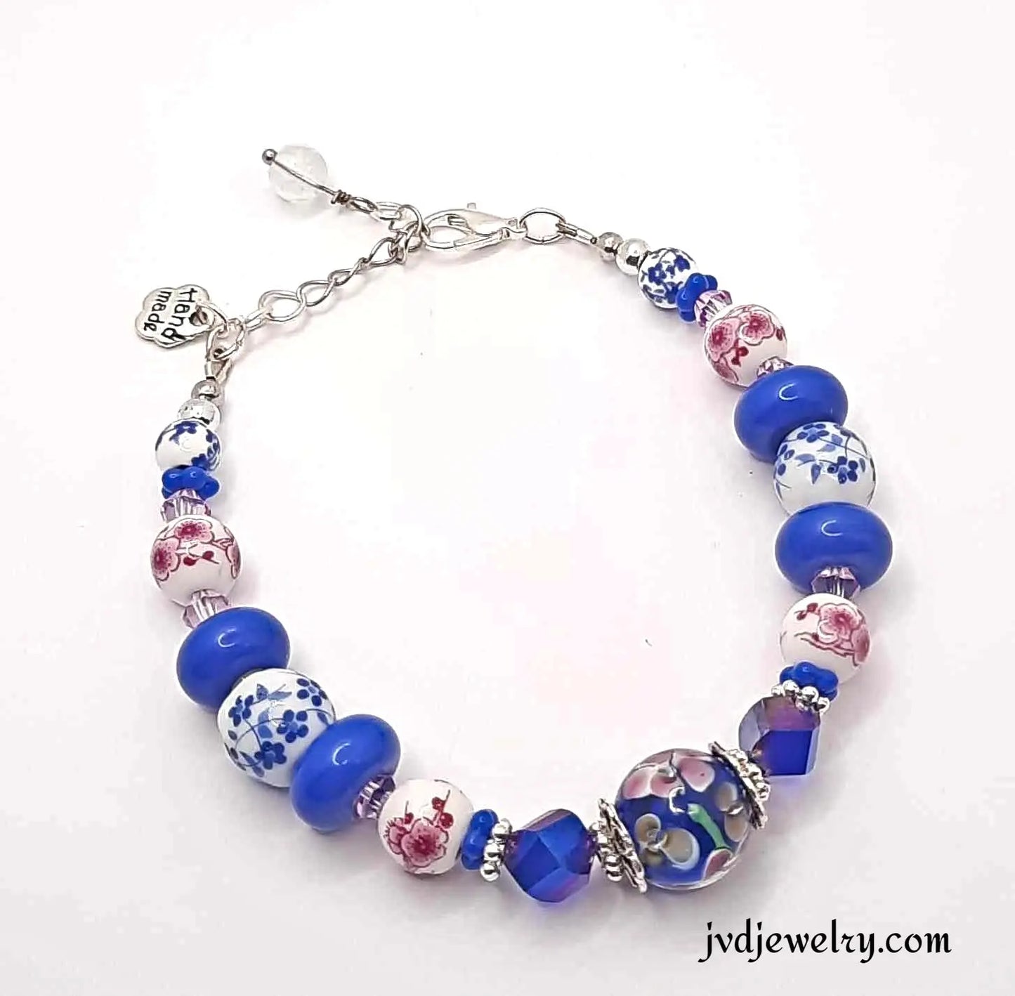 Vintage bracelet with lampwork beaded bracelet blue - Image #4