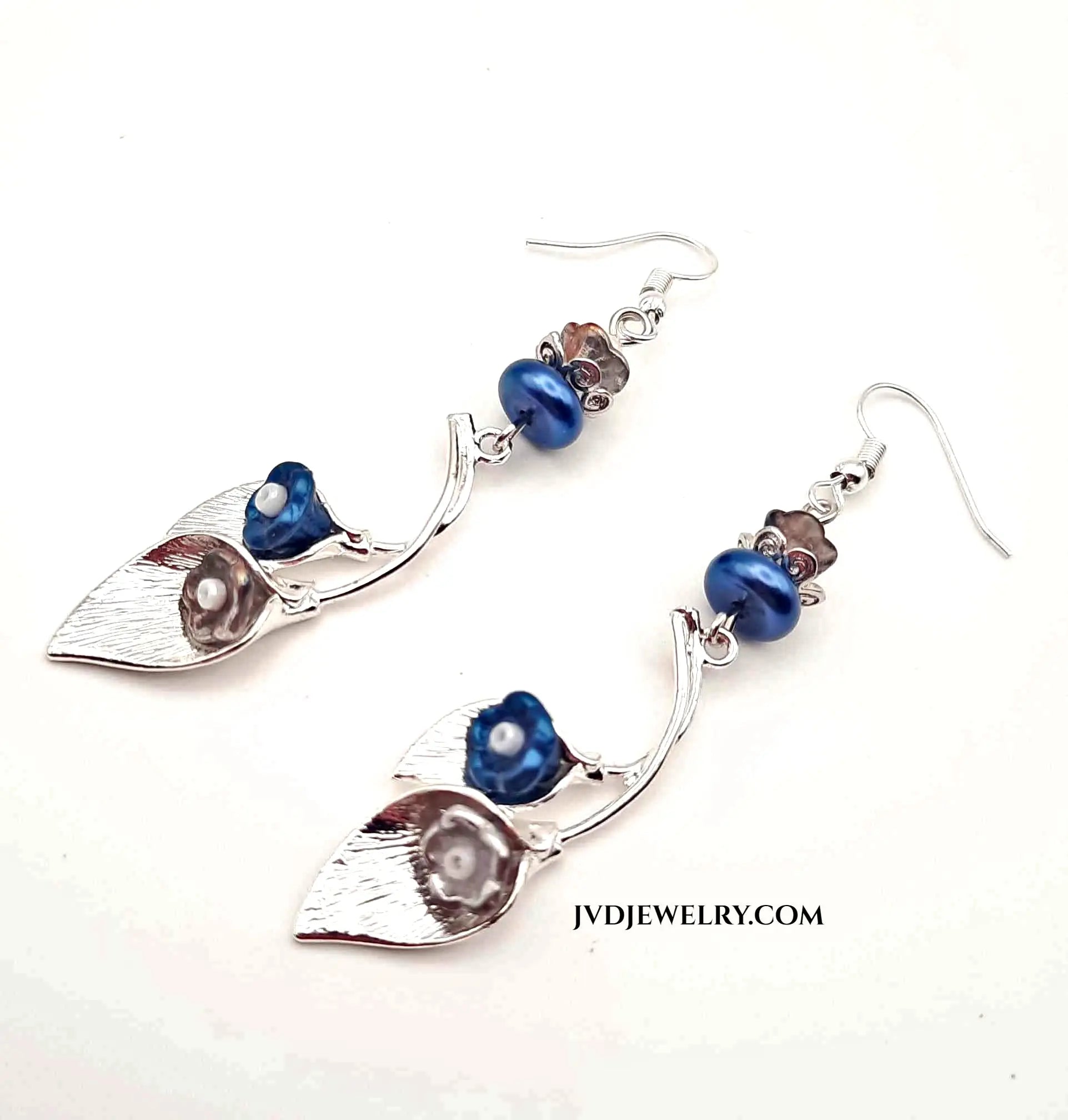 Blue silver Cala Lily earrings - Image #2