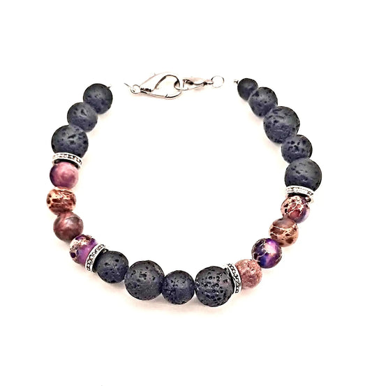 Blak lava and gemstone bracelet unisex - Image #2