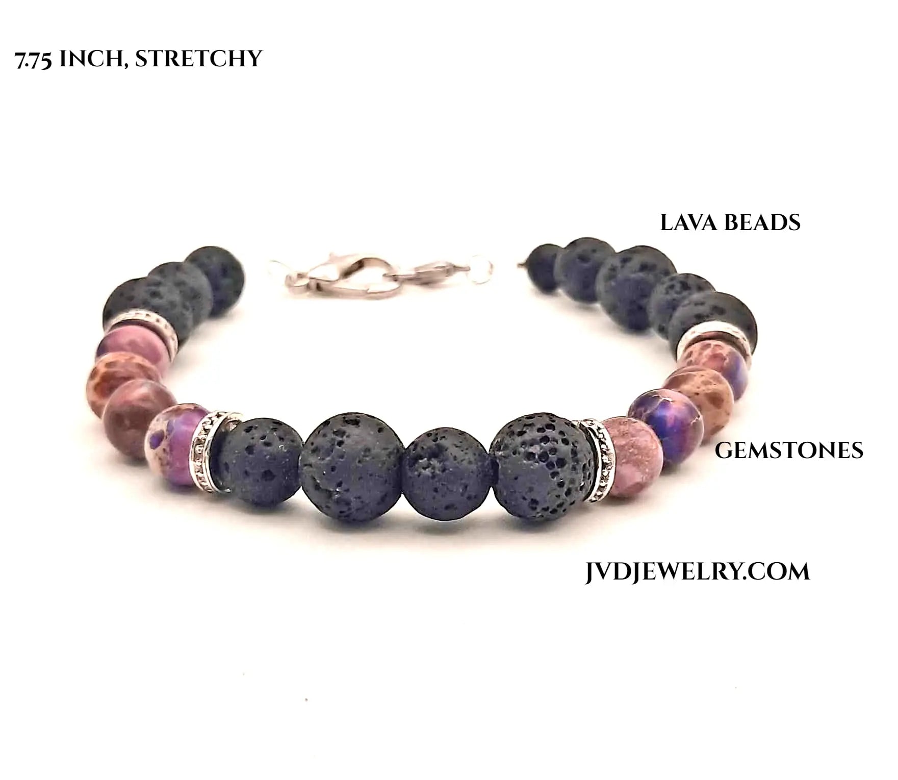 Blak lava and gemstone bracelet unisex - Image #1