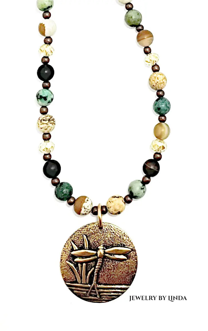 Dragonfly gemstone necklace - Image #1