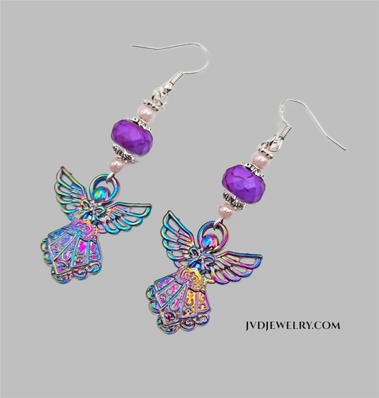 Ion plating rainbow angel earrings - Image #3