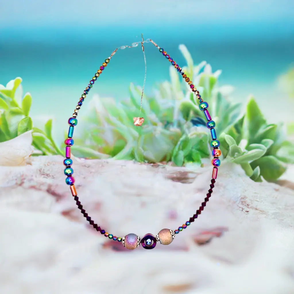 17 inches hematite rainbow colors Necklace - Image #2