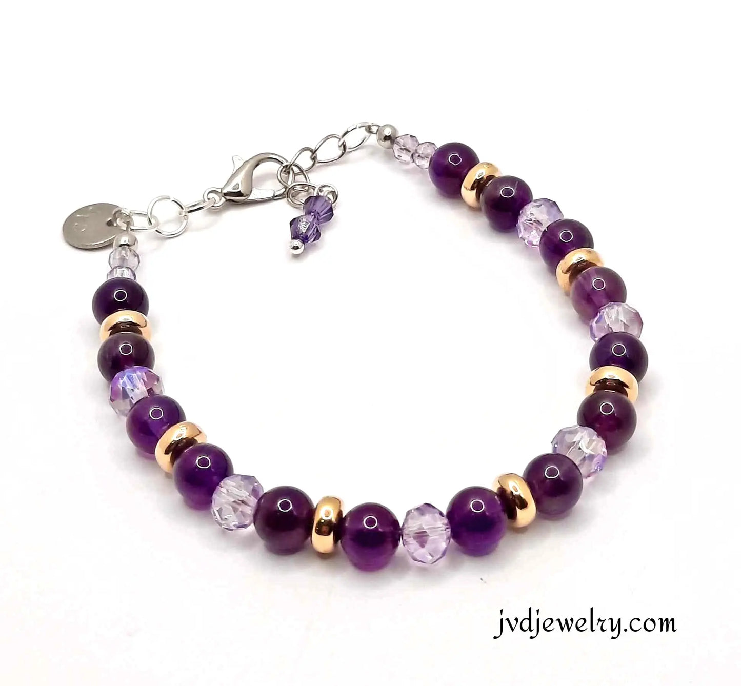 Amethyst Purple Stone Bead Bracelet - Image #2