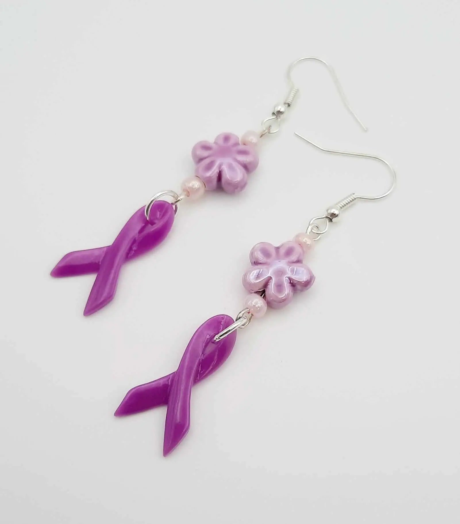 Lupus ceramic flower awareness earrings - Image #1