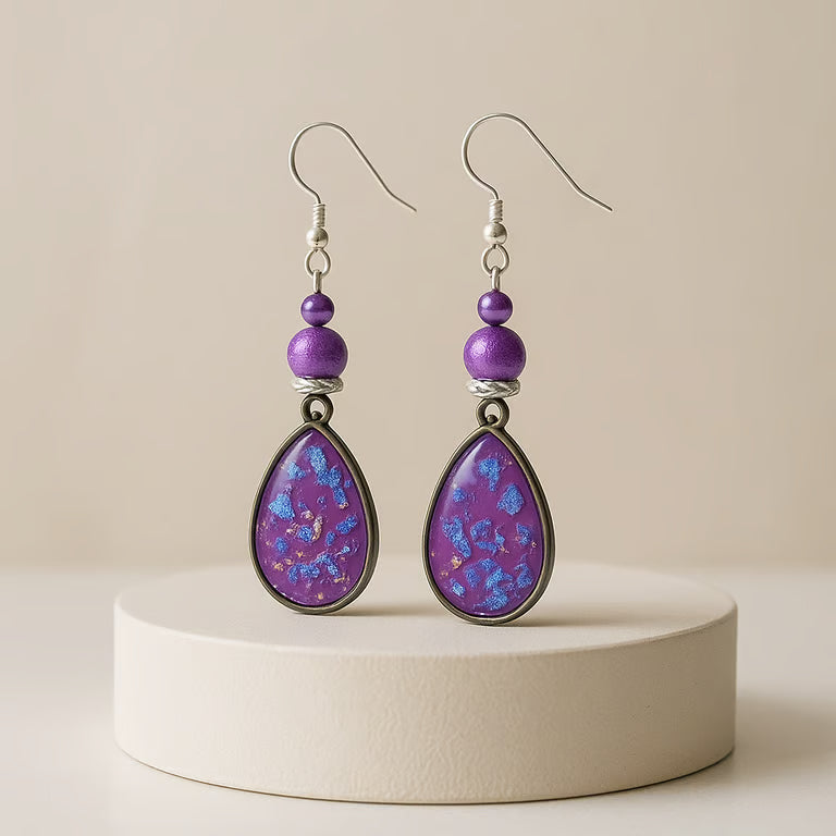 Purple Earrings 2.50" Resin