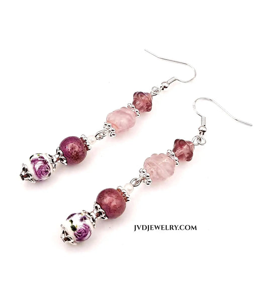 Vintage style pink earrings - Image #1