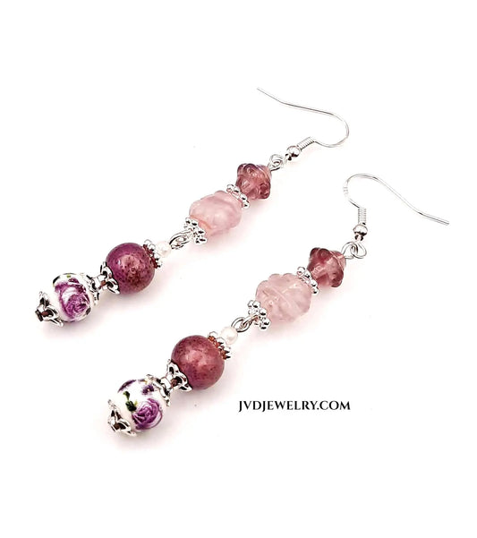 Vintage style pink earrings