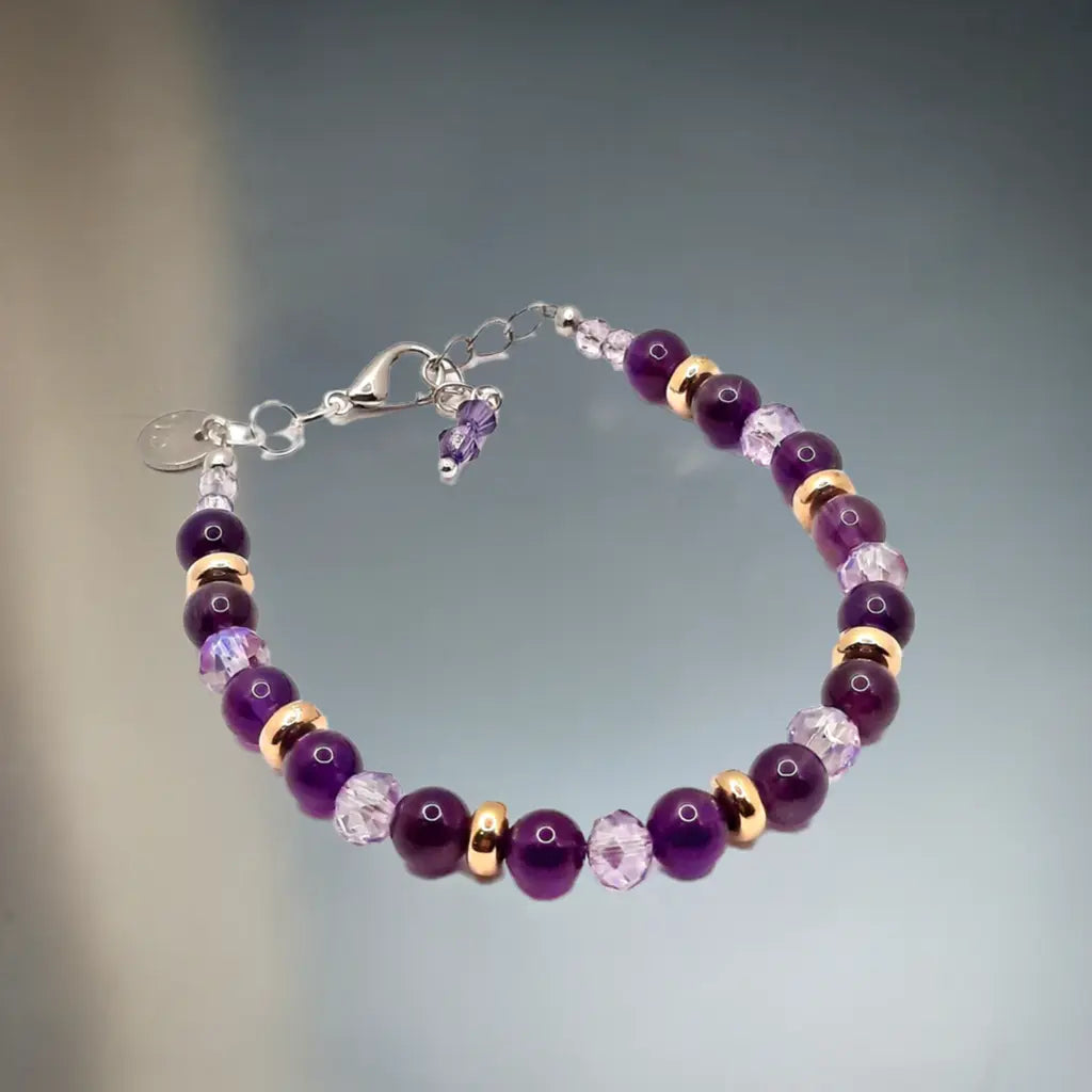 Amethyst Purple Stone Bead Bracelet - Image #4