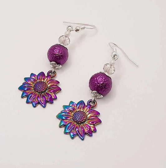 Ion plating flower earrings - Image #1