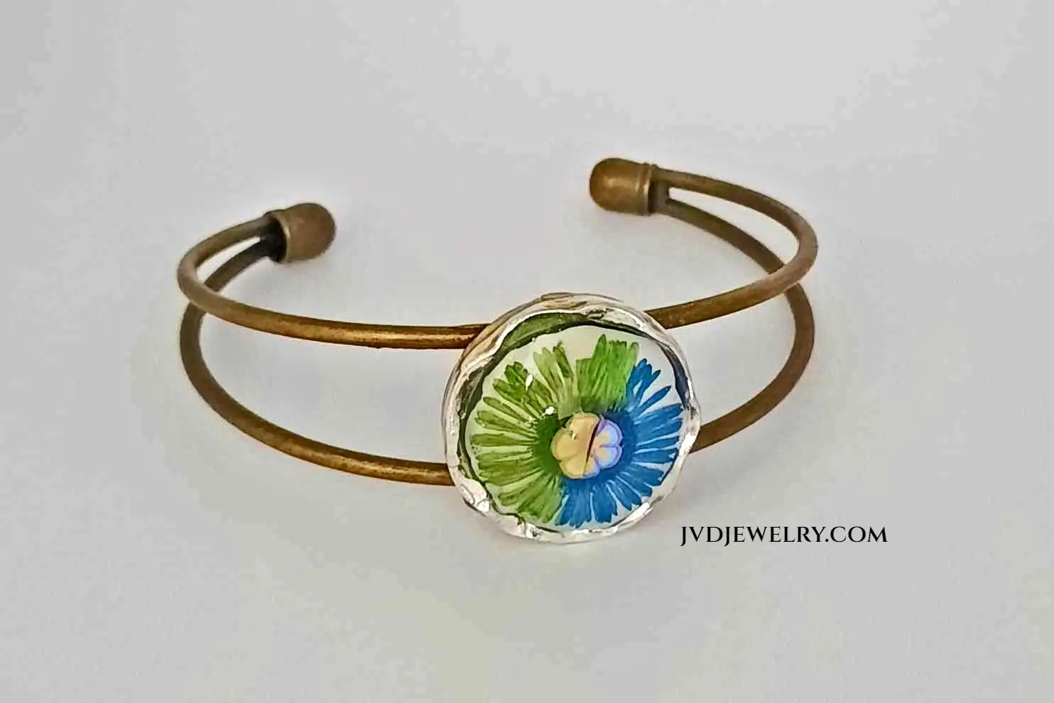 Adjustable handcrafted antique copper adjustable cuff bracelet - Image #1