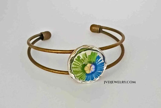 Adjustable handcrafted antique copper adjustable cuff bracelet - Image #1
