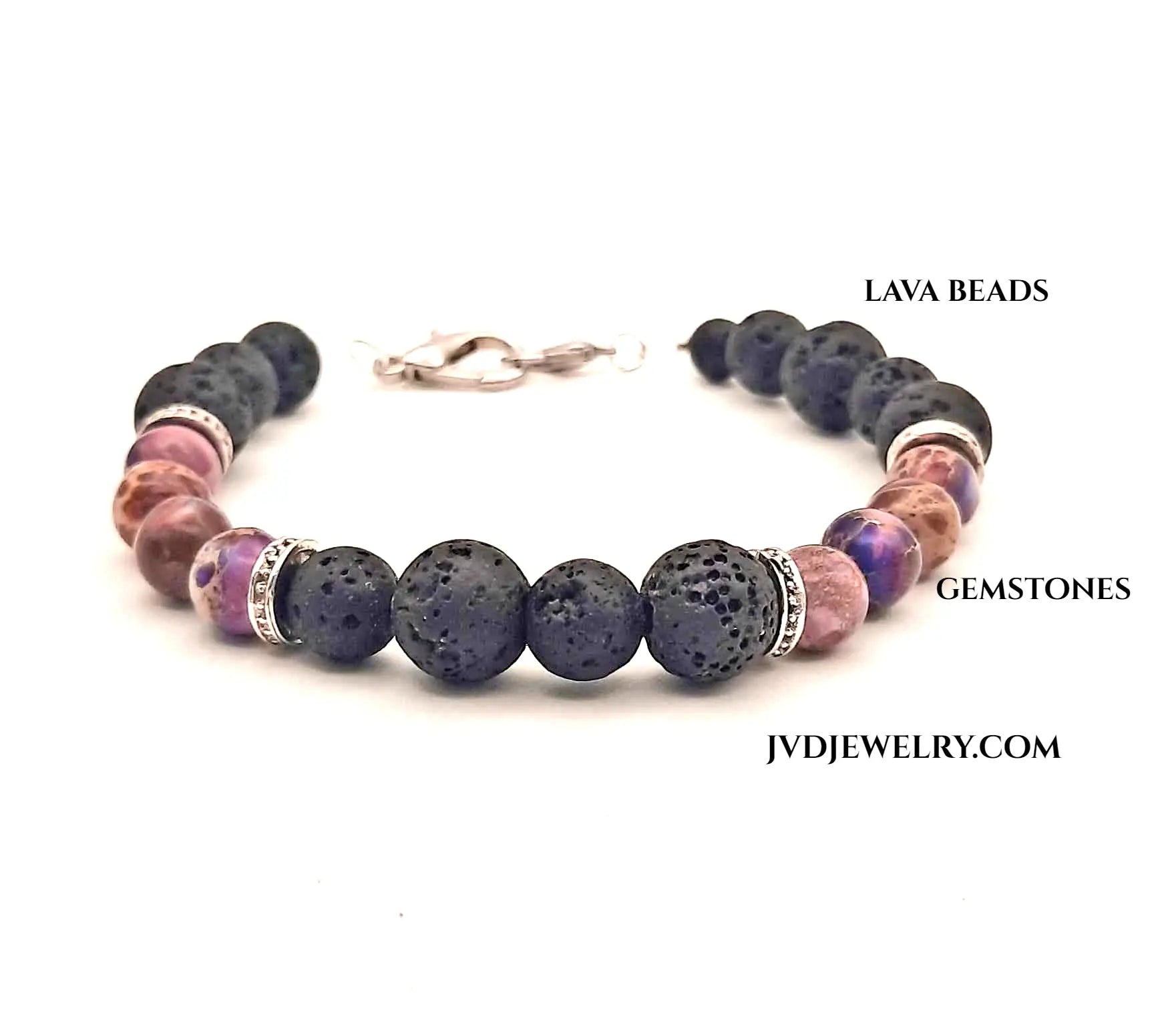 Blak lava and gemstone bracelet unisex - Image #3