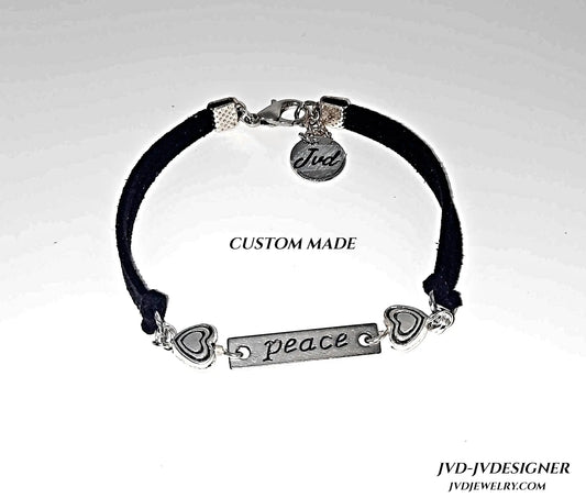 Custom made faux suede with inspirational words bracelets - Image #1