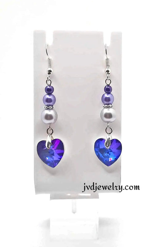 Crystal Purple heart Earrings - Image #1