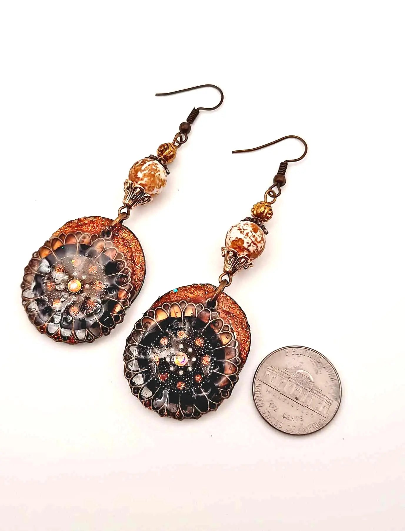 Boho handcrafted earrings with glass bead earrings - Image #2