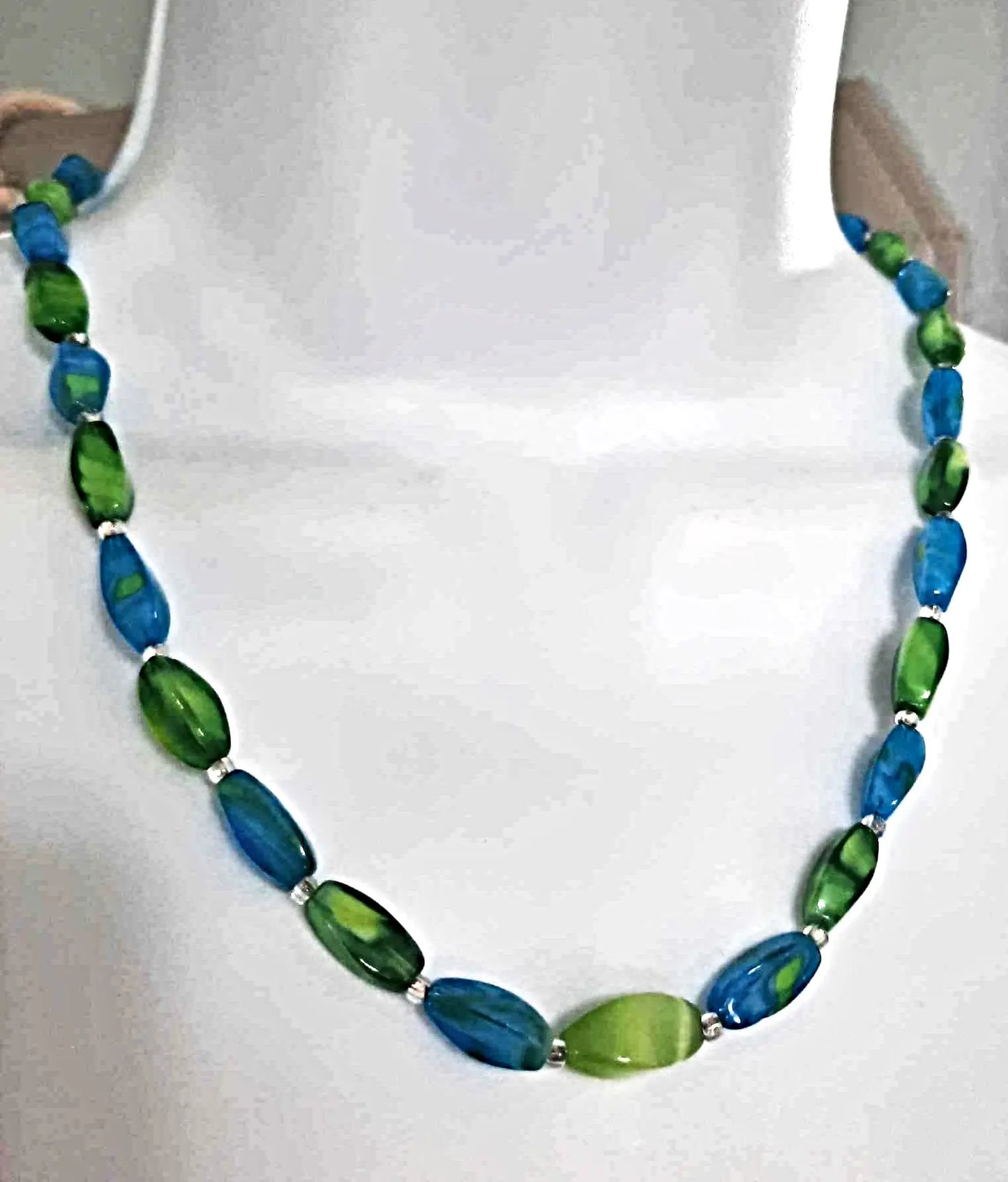 Peacock color acrylic necklace by Linda - Image #2