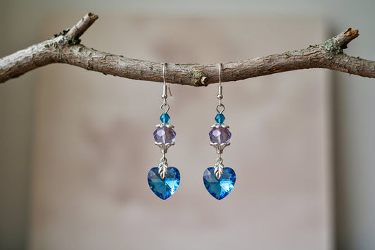 Sparkly Aurora Borealis Heart Earrings | Hypoallergenic Hooks